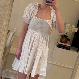 White Puff Sleeve Smocked Sundress (Small)